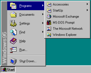 The Windows 95 Start Menu.
