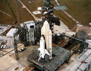 609px-Columbia_STS-1_arrival_at_launch_pad