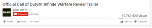 The trailer on the official Call of Duty YouTube Channel has over 2 million dislikes!