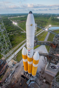 A beautiful shot of the Delta IV Heavy for NROL-37. In the upper left, you can see the remains of the old Saturn 1B launch complex, LC-34.